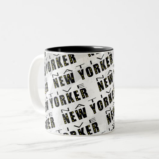 Native New Yorker Pattern Tweekleurige Koffiemok (Voorkant links)