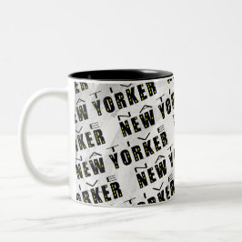 Native New Yorker Pattern Tweekleurige Koffiemok