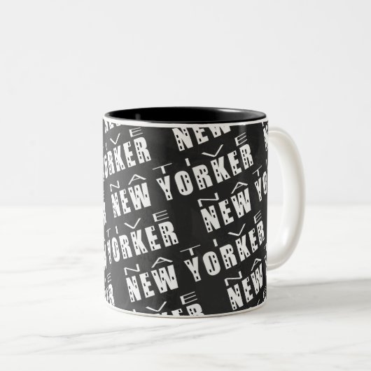 Native New Yorker Pattern Tweekleurige Koffiemok (Voorkant rechts)
