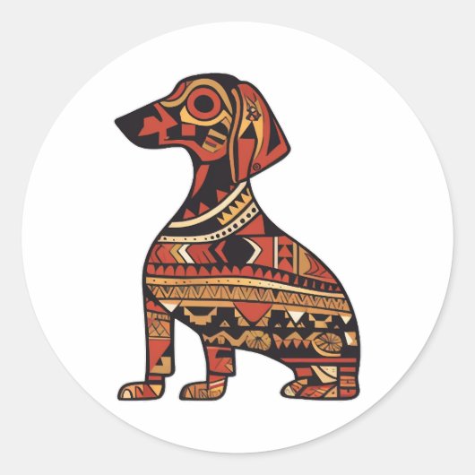 native patroon teckel ronde sticker (Voorkant)