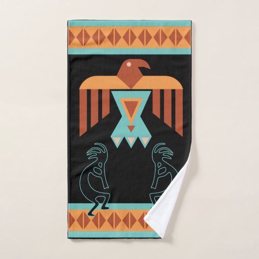 Native Phoenix Blauwgroen Kokopelli Bath-handdoeks Bad Handdoek (Handdoek)