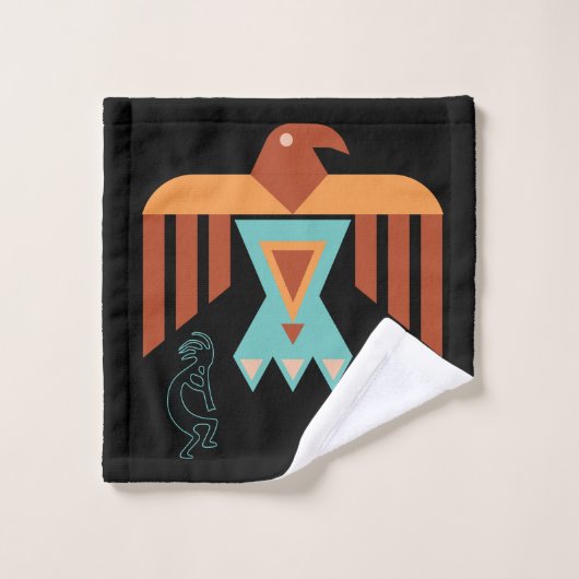 Native Phoenix Blauwgroen Kokopelli Bath-handdoeks Bad Handdoek (Wasdoekje)