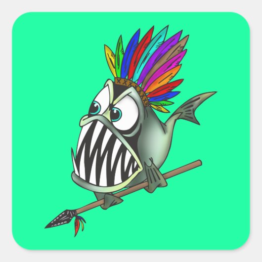 Native Piranha Vierkante Sticker (Voorkant)