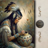 Native Potter Painting Pot Decoupage Tissuepapier