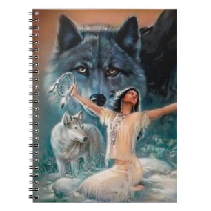 Native Princess met Wolven en Dream Catcher Notitieboek