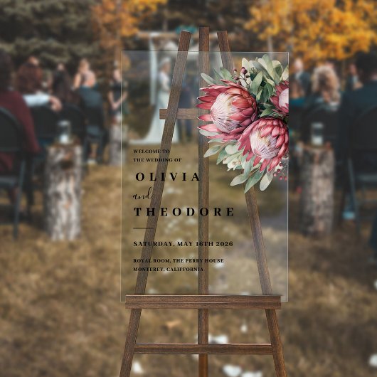 Native Protea Waterverf Floral Boho Botanical Acryl Bord