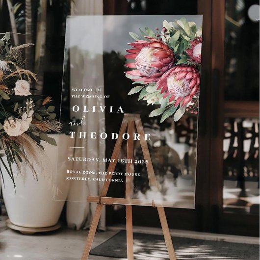 Native Protea Waterverf Floral Boho Botanical Acryl Bord