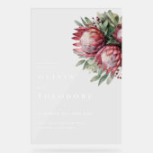 Native Protea Waterverf Floral Boho Botanical Acryl Bord (Voorkant)
