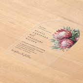 Native Protea Waterverf Floral Boho Botanical Acryl Uitnodigingen (Laagn)