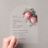 Native Protea Waterverf Floral Boho Botanical Acryl Uitnodigingen (Insitu (Draagbaar))