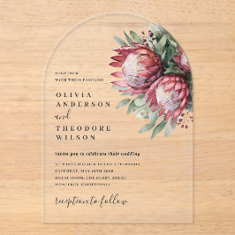 Native Protea Waterverf Floral Boho Botanical Acryl Uitnodigingen