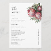 Native Protea Waterverf Floral Boho Botanical Menu (Voorkant)