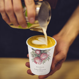 Native Protea Waterverf Floral Boho Botanical Papieren Bekers