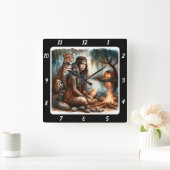 Native Radiance: Tiger's Roar Forest Glow Vierkante Klok (Huis)