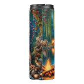 Native Regal Chiefess met bosgenoten. Thermosbeker (Achterkant)