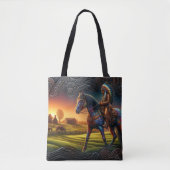 Native Rider bij zonsondergang Tote Bag (Voorkant)