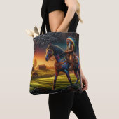 Native Rider bij zonsondergang Tote Bag (Dichtbij)