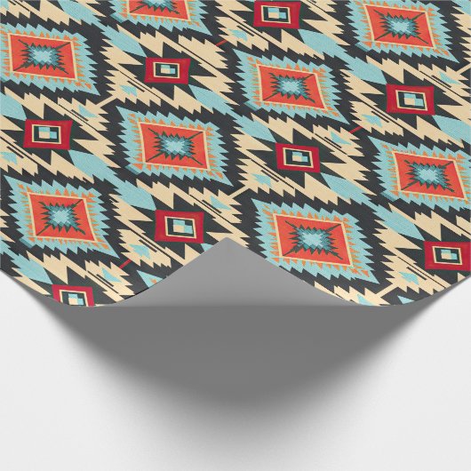 Native rood blauw Sinaasappel Cadeaupapier (Hoek)