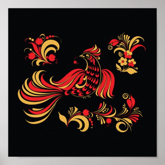 Native russian bird ornament poster (Voorkant)