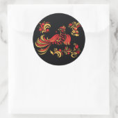 Native russian bird ornament ronde sticker (Tas)