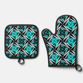 Native Sacred Winds in Turquoise Ovenwant & Pannenlap Set