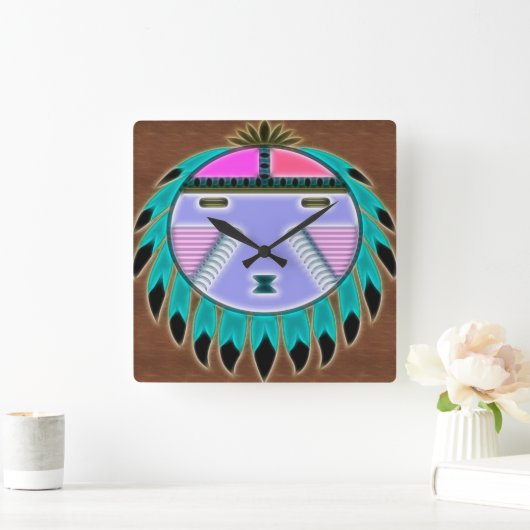 Native Shield Vierkante Klok (Huis)