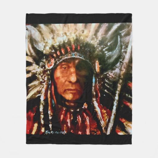 Native "Sioux Chief" Fleece Deken (Voorkant)