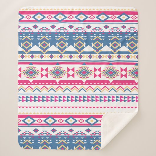 Native Southwest Pink and Blue Tribal Pattern Sherpa Deken (Voorkant)