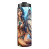 Native Southwest Serenity, Woman and Wolf. Thermosbeker (Voorkant)