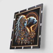 Native Spirit met Beer in lichtgevend ontwerp Vierkante Klok (Hoek)