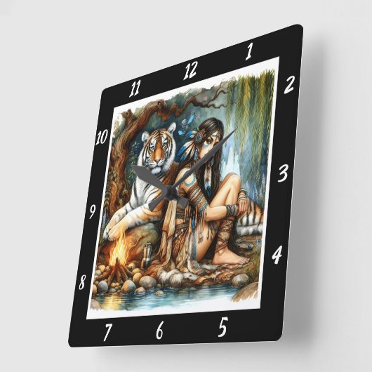 Native Strength: Tiger's Might Forest's Diepte Vierkante Klok (Hoek)