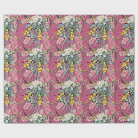 Native Struik Blooms Pink Cadeaupapier (Vlak)
