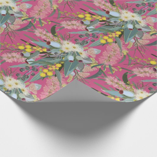 Native Struik Blooms Pink Cadeaupapier (Hoek)