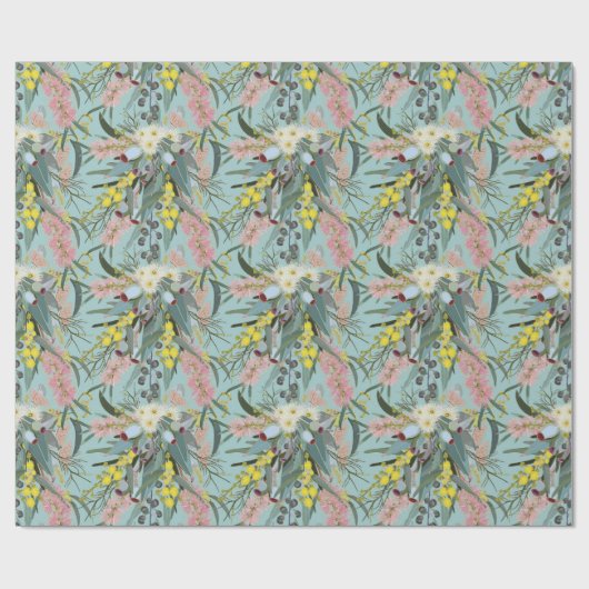 Native Struik Blooms Summer Blue Cadeaupapier (Vlak)