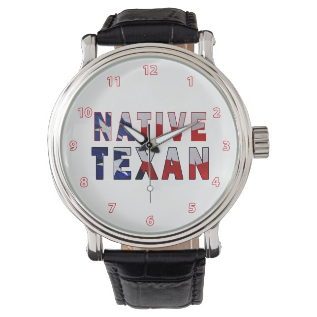 Native Texan Flag Horloge (Voorkant)