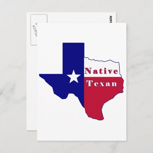Native Texan Flag Map Briefkaart (Voorkant / Achterkant)