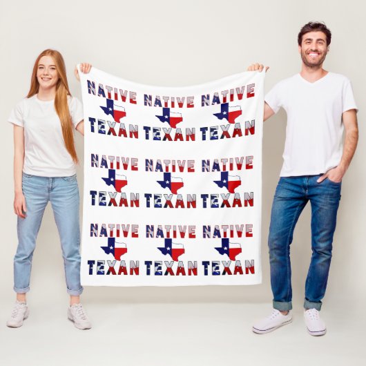 Native Texan Flag Map Fleece Deken (In situ)