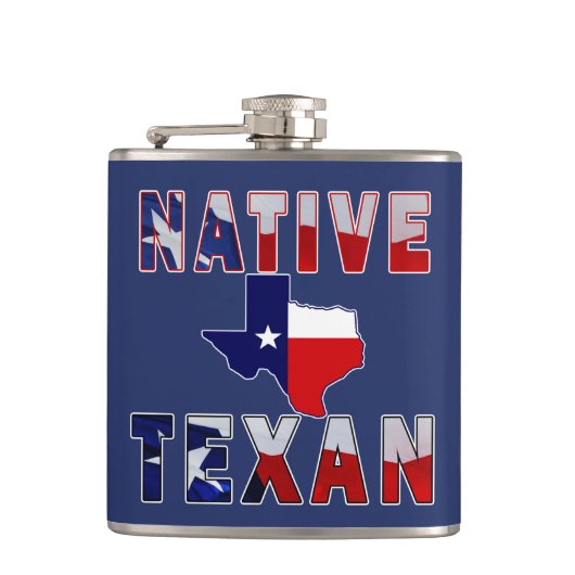 Native Texan Flag Map Heupfles (Voorkant)