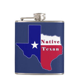 Native Texan Flag Map Heupfles