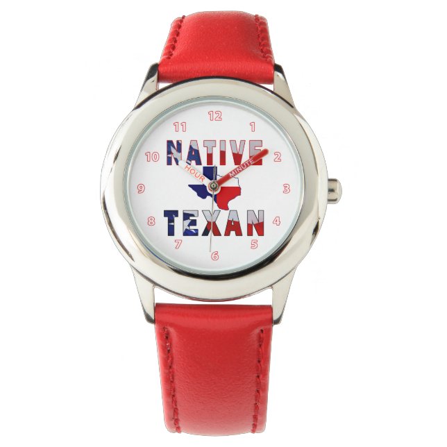 Native Texan Flag Map Horloge (Voorkant)