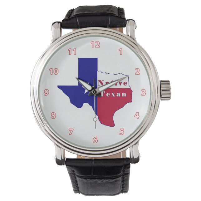 Native Texan Flag Map Horloge (Voorkant)