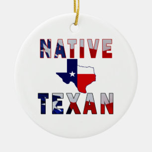 Native Texan Flag Map Keramisch Ornament
