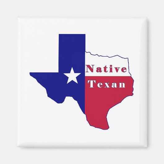 Native Texan Flag Map Magneet (Voorkant)