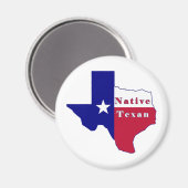 Native Texan Flag Map Magneet (Voorkant / Achterkant)