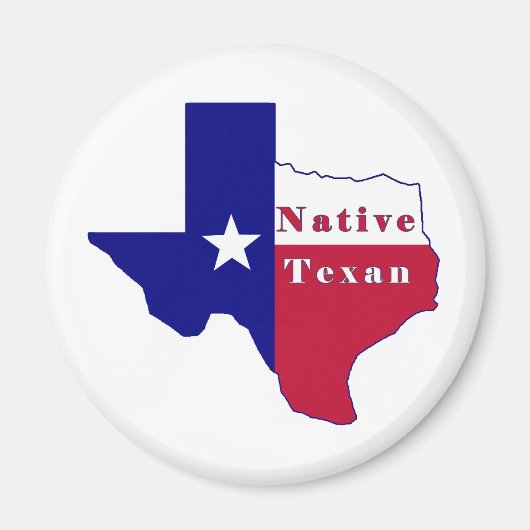 Native Texan Flag Map Magneet (Voorkant)