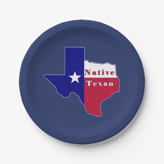 Native Texan Flag Map Papieren Bordje (Voorkant)