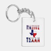 Native Texan Flag Map Sleutelhanger (Voorkant Links)