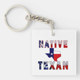 Native Texan Flag Map Sleutelhanger