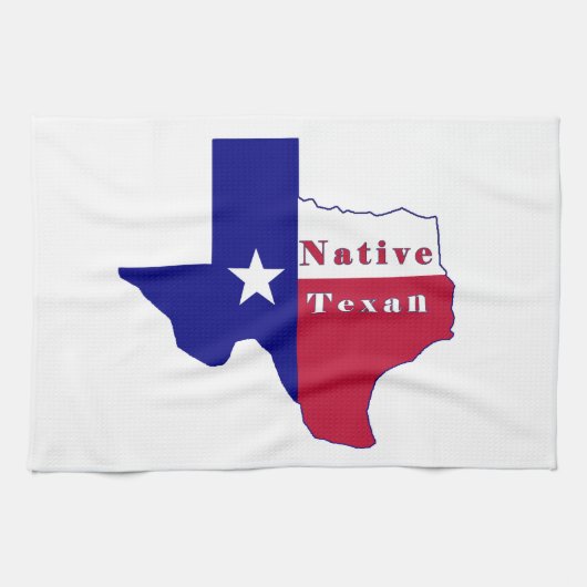 Native Texan Flag Map Theedoek (Horizontaal)