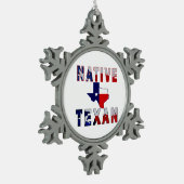 Native Texan Flag Map Tin Sneeuwvlok Ornament (Links)